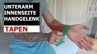 Handgelenk tapen Kinesiology Taping Anleitung für Unterarm  Innenseite und Handgelenk  Taping [upl. by Conall]