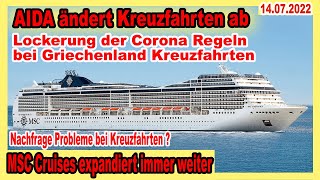 AIDA ändert Reisen ab 🔴 Corona Regeln für Griechenland Kreuzfahrten  NCL  MSC Cruises amp Arosa [upl. by Asreht]