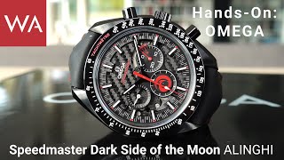 Handson OMEGA Speedmaster Dark Side of the Moon ALINGHI What a beautiful chronograph [upl. by Isleana]