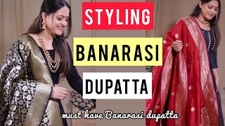 HOW TO STYLE BANARASI DUPATTA  MUST HAVE BANARASI DUPATTA GoGlam [upl. by Cony]