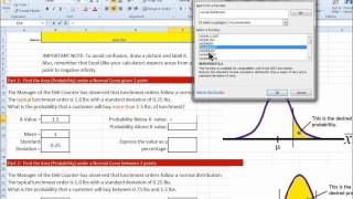 Normal Distribution with Excel  Area above 1 point [upl. by Imailiv885]