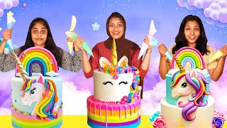 3 UNICORN CAKE DECORATING CHALLENGE 🤩  വാശിയേറിയ യൂണികോൺ കേക്ക് DECORATING ചലഞ്ച്  PULLOTHI [upl. by Lativa]