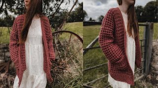 EASY Oversized Crochet Waffle Cardigan With Pockets [upl. by Enylcaj]