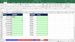 Excel Magic Trick 1262 Convert Times Values to HHMM Text or Text HHMM Values to Time Values [upl. by Kcin]