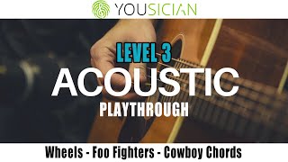 Wheels  Foo Fighters  Yousician Guitar  Level 3  Cowboy Chords [upl. by Nitsyrc]