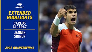 Carlos Alcaraz vs Jannik Sinner Extended Highlights  2022 US Open Quarterfinal [upl. by Ainek849]