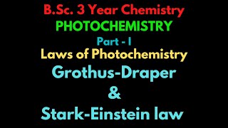 PHOTOCHEMISTRYLAWS OF PHOTOCHEMISTRYGROTHUSDRAPER LAWSTARKEINSTEIN LAW [upl. by Argela335]