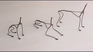 This is how I made a skeleton from wire for needle felted dog sculpture [upl. by Ycnay]