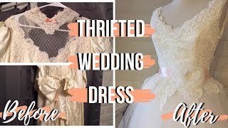 THRIFTED WEDDING DRESS MAKEOVER  DIY Wedding Dress  Haylie Michelle [upl. by Redienhcs]