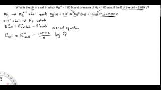 Calculating pH of a cell using cell potentials and the Nernst equation [upl. by Asiole]