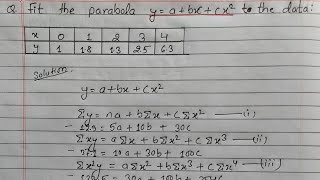 Curve fitting method by the method of Least square  Curve Fitting parabola [upl. by Nautna]