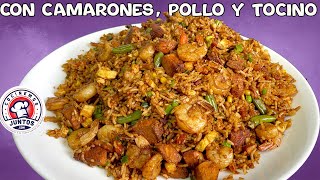 Arroz frito chino con pollo camarones y tocino [upl. by Tannenwald693]