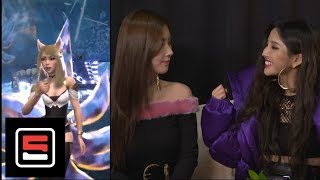 GIDLEs Soyeon Miyeon honored to perform KDA  POPSTARS at Worlds 2018  ESPN Esports [upl. by Sudaorb23]