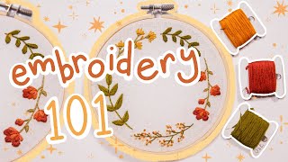 Hand Embroidery 101  Beginners Guide to Embroidery Stitch Tutorials and Pattern [upl. by Nosmas]