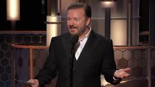 Ricky Gervais Golden Globes 2020 Monologue 2024 jeffreyepstein satanic hollywood film [upl. by Anelram]