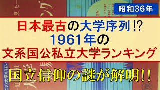 【1961年】60年前の国公私立文系大学難易度ランキング【早慶MARCH関関同立日東駒専産近甲龍】 [upl. by Ylsew]