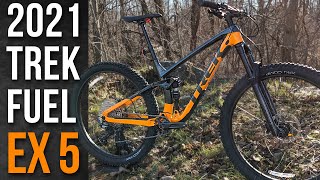 2021 Trek Fuel EX 5 Full Suspension Mountain Bike Review and Weight [upl. by Ryun]