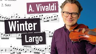 A Vivaldi  Winter Largo  The Four Seasons  violin sheet music  piano accompaniment [upl. by Dranreb]