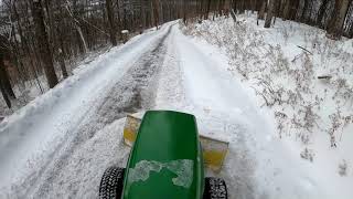 John Deere 420 Classic Garden Tractor Snow Plowing 12 17 2020 [upl. by Demah]