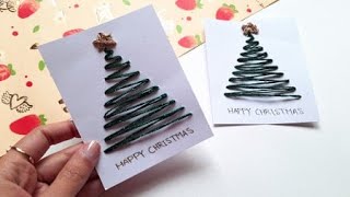 DIY Christmas Tree Postcard  Easy amp Festive Holiday Card Idea [upl. by Valsimot]