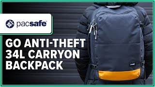 Pacsafe GO AntiTheft 34L Carryon Backpack Review 2 Weeks of Use [upl. by Lisandra]