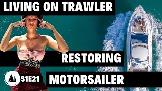 Passagemaker Trawler Salt Life Vlog amp Refit Steel Motorsailer Ketch in Boatyard LIVEABOARD TRAWLER [upl. by Eural]