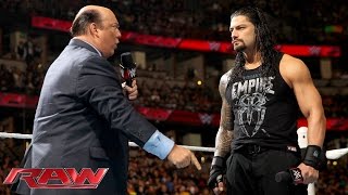 Paul Heyman reminds Roman Reigns whats really at stake at WWE Fastlane Raw February 15 2016 [upl. by Koziara]