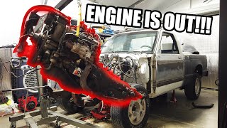 Removing the stock S10 engine Time to LS Swap the Burnout Truck [upl. by Eniac]