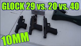 10mm Glock 40 vs Glock 20 vs Glock 29 Underwood JHP 165 gr vs 155gr XTP [upl. by Annayd]