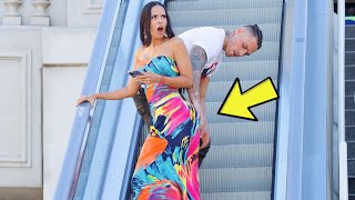 SPANKING ON THE ESCALATOR PRANK [upl. by Salene237]