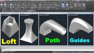 AutoCAD 3D Loft Command Tutorial Complete  AutoCAD Loft Path  AutoCAD Loft Guides [upl. by Deeyn]