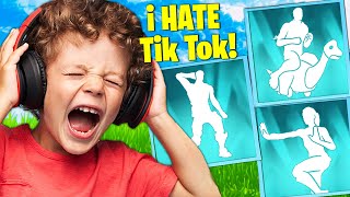 Trolling ANGRY Kid with NEW TikTok Emotes in Fortnite [upl. by Fredela462]