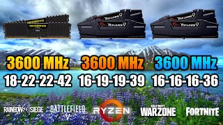 3600MHz 18222242 vs 3600MHz 16191939 vs 3600MHz 16161636 with 3900X  RAM Comparison Test [upl. by Milissa]