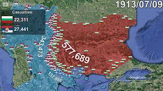 The Second Balkan War in 1 minute using Google Earth [upl. by Mcclenon635]