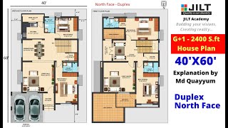 HOUSE PLAN  40X60 266 sqyard  G1 Floor Plans  Duplex  North Face [upl. by Lambart]