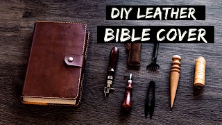 Making a Leather Bible Cover  How to make  Easy and simple  DIY Leather Cover [upl. by Layap]