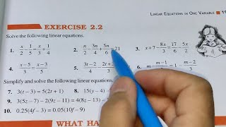 Linear Equations in One Variable Ex 22 Chapter 2  Class 8th Maths New Book  New Edition 2023 [upl. by Ahsienal]