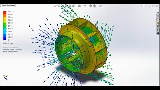 Rodete Impulsor Bomba centrífuga  Solidworks Flow simulation [upl. by Ralina]