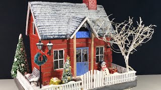 How to Make Christmas House from Cardboard [upl. by Nobell]