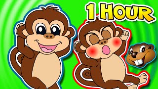 Five Little Monkeys Jumping On The Bed  Plus More  1 Hour Kids Compilation Cartoon Nursery Rhymes [upl. by Aicilev]