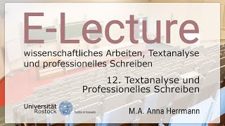 12 Textanalyse und Professionelles Schreiben [upl. by Aissirac]