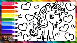 Dessiner et Colorier un Mignon Licorne 🦄❤️🧡💛💚💙💜🌈 Dessins Pour les Enfants [upl. by Kerril]