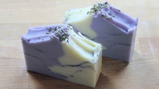 Natural Cold process soap making tutorial handmade Lavender essential oil soap [upl. by Amadas]