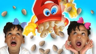 Family Fun Game for Kids Dont Spill The Beans with an Egg Surprise Toy [upl. by Livingston226]