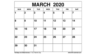 Free Printable March 2020 Calendar  WikiCalendarCom [upl. by Hendricks766]