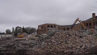 Historic Merrill School demolition begins making way for new athletic field [upl. by Madigan]