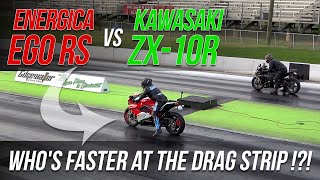 Energica EGO RS vs Kawasaki ZX10R Whos Faster At The Drag Strip [upl. by Gobert]