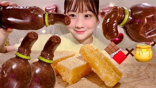 ASMR Chocolate Honey Jelly Honeycomb【Mukbang Eating Sounds】【English subtitles】 [upl. by Enaywd]