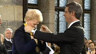 Lithuanias President Grybauskaite gets Aachens Charlemagne Prize [upl. by Nas]