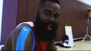 James Harden Tapes for Shoulder Support with KT TAPE [upl. by Gerius]